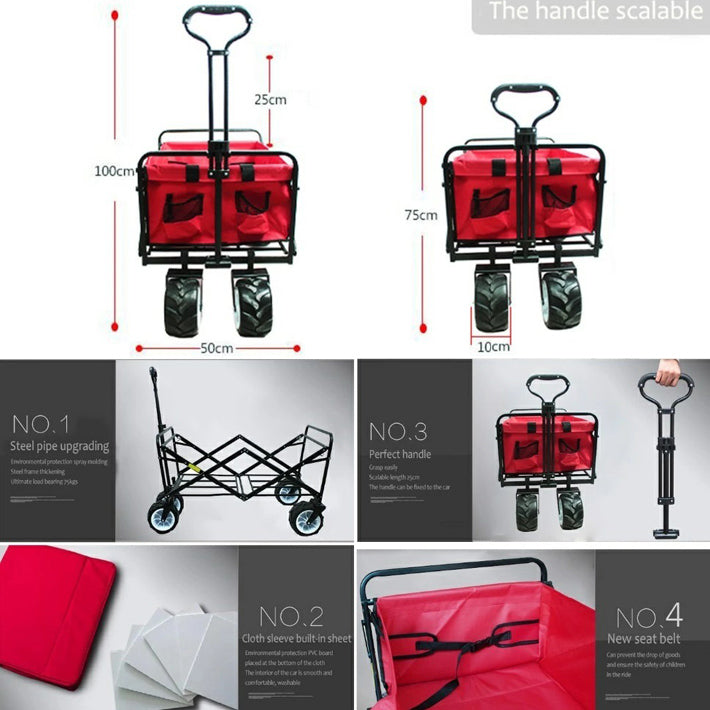 キャリーワゴン Off-Road Camping Cart Wagon オフロードキャンピングカートワゴン ペットカートワゴン手押し車 アウトドア/ビーチチェア /キャンプ海水浴/サーフィン/フェス